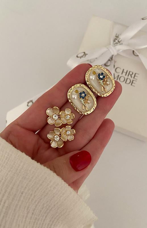 گوشواره میناکاری فلاور بلو