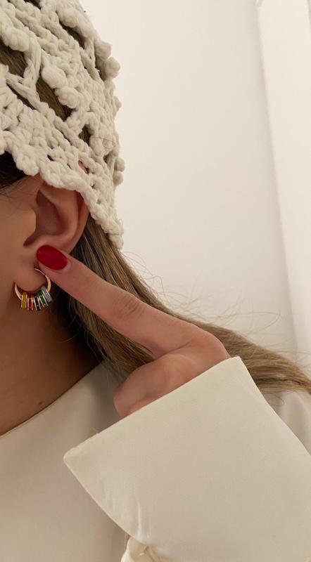 گوشواره حلقه رنگی نیلی و زرد