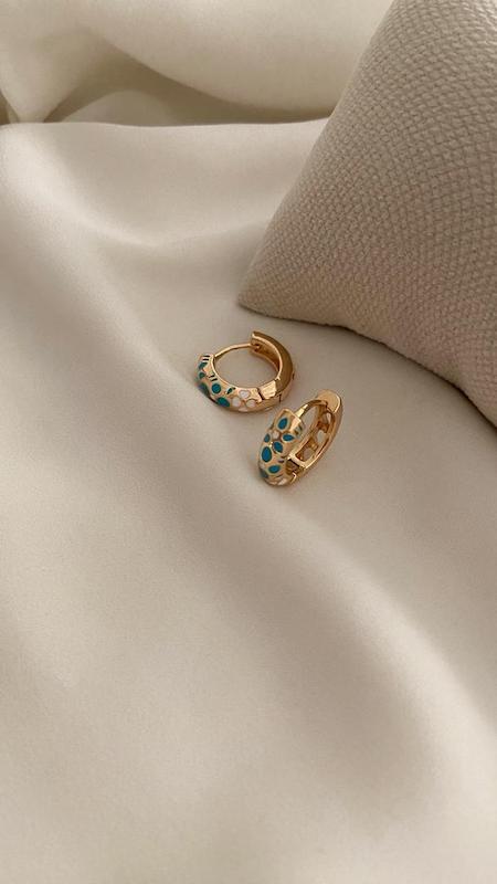 گوشواره میناکاری آبی و سفید