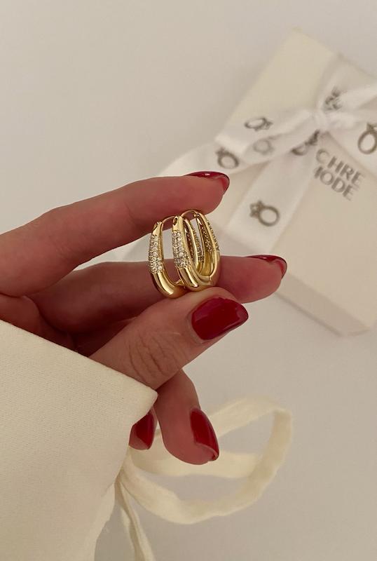 گوشواره حلقه ای دورو نگین
