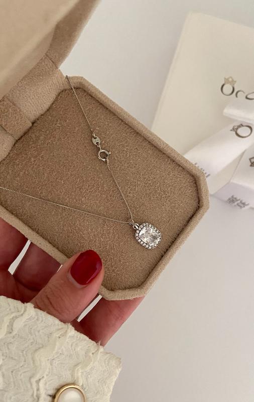 گردنبند مستطیل جواهری سیلور