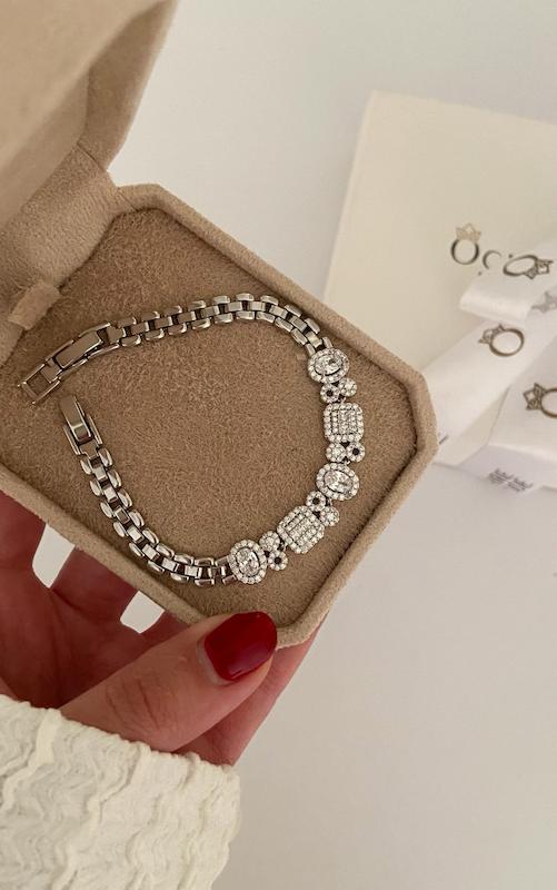 دستبند جواهری فول نگین سیلور