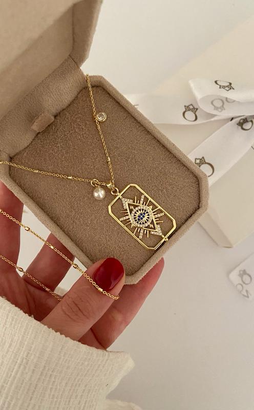 گردنبند بلند چشم و مروارید / 60cm