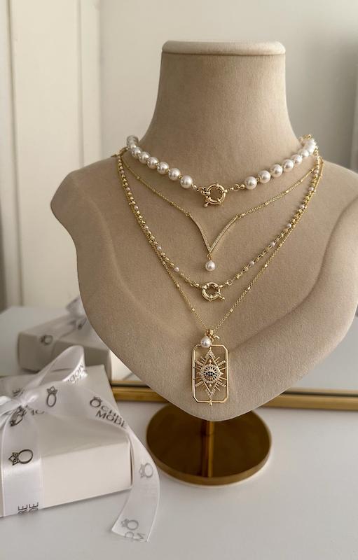 گردنبند بلند چشم و مروارید / 60cm