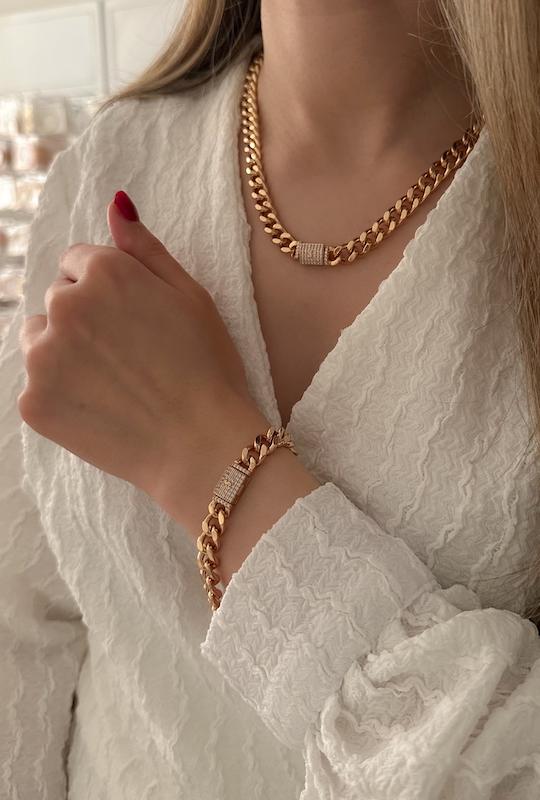 ست کارتیه قفل کوبایی جواهری/ آبکاری 18k