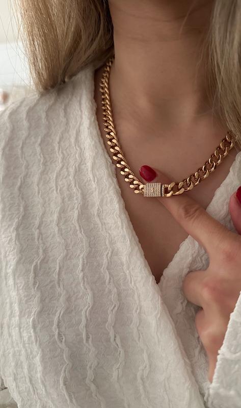 ست کارتیه قفل کوبایی جواهری/ آبکاری 18k