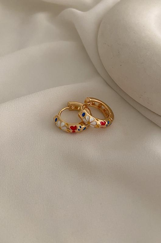 گوشواره میناکاری گل سفید و قرمز