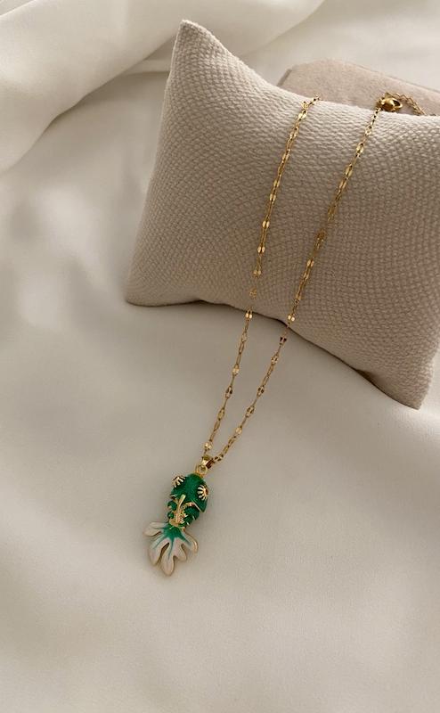 گردنبند میناکاری ماهی سبز
