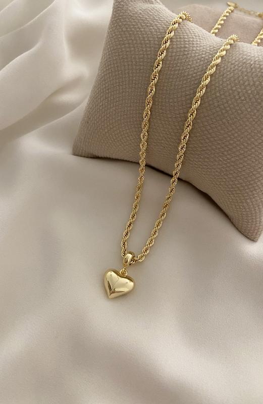 گردنبند طنابی قلب آینه ای