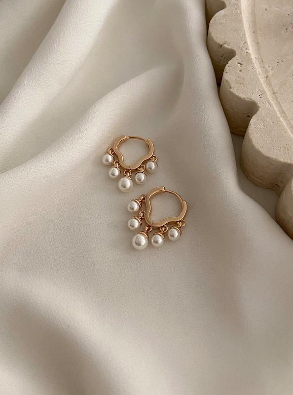 گوشواره حلقه ای آبشاری مروارید