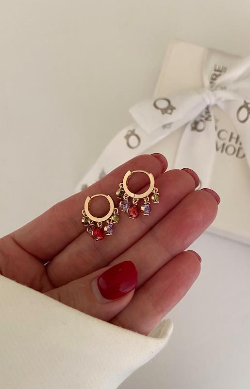 گوشواره حلقه ای آبشاری مولتی کالر