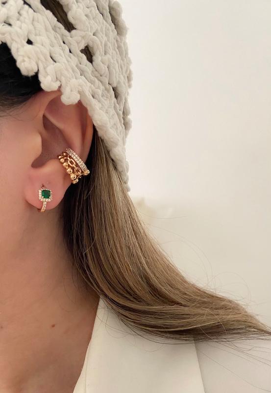 گوشواره جواهری حلقه ای زمرد