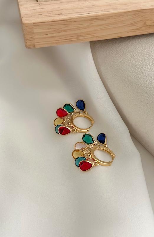 گوشواره آویز اشک رنگی