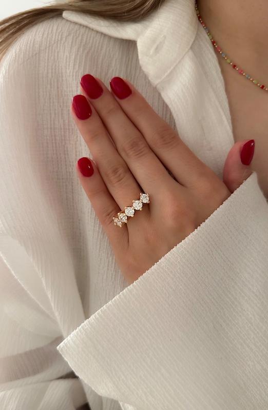 انگشتر 5stone / پنج سنگ جواهری طلایی