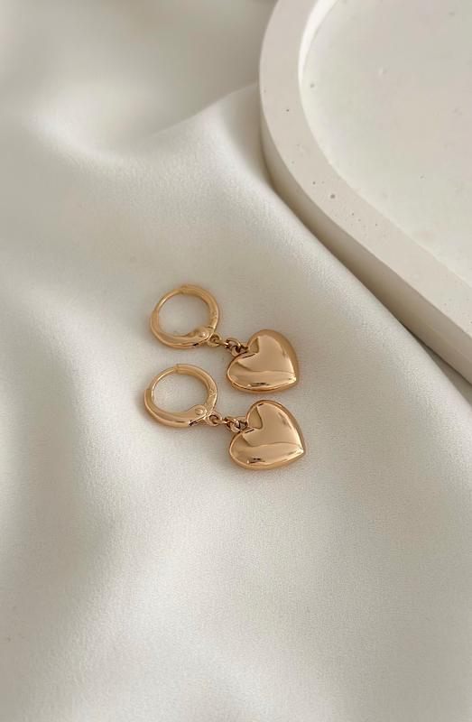 گوشواره قلب آینه ای ساده - Large