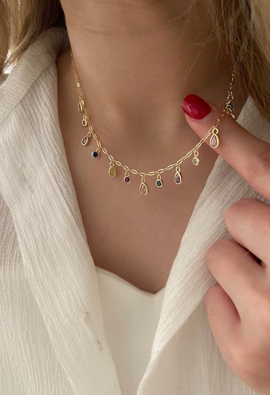گردنبند آبشاری اشک و دایره رنگی