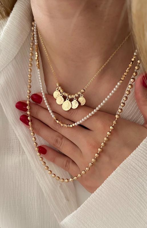 گردنبند گوی ساده و تراش دار