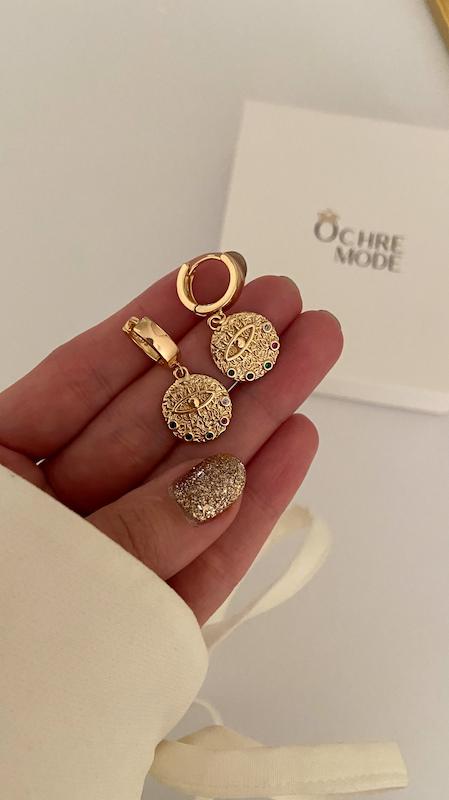 گوشواره چشم نگین رنگی
