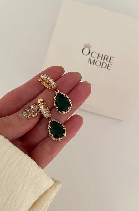 گوشواره اشک سبز نگینی