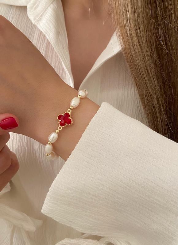 دستبند مروارید پرورشی ونکلیف cherry ♥️