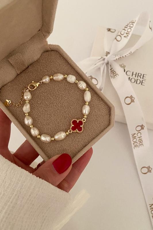 دستبند مروارید پرورشی ونکلیف cherry ♥️