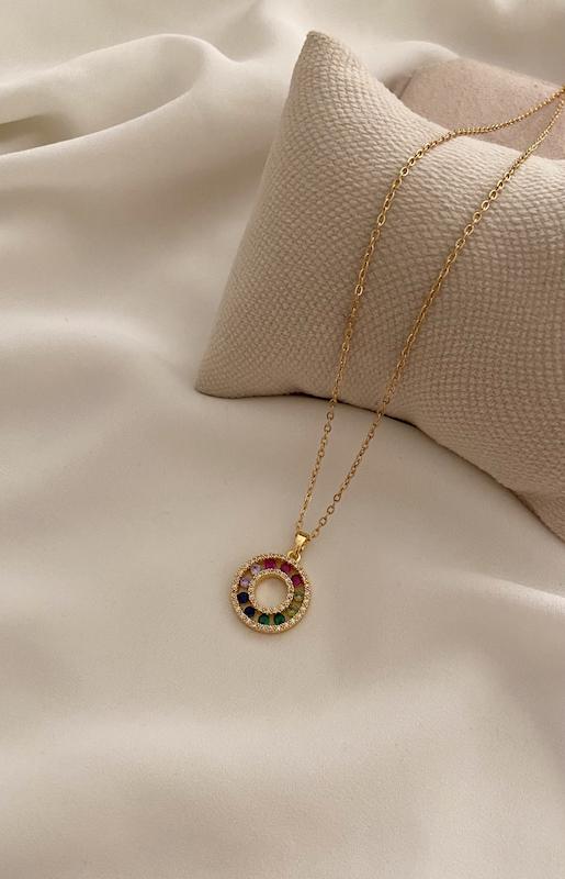 گردنبند دایره سنگ رنگی