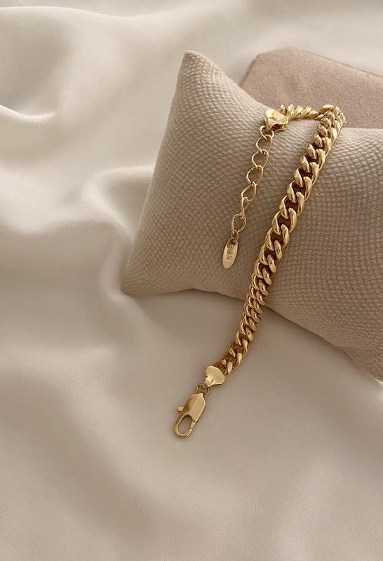 دستبند کارتیه ساده آبکاری 14k