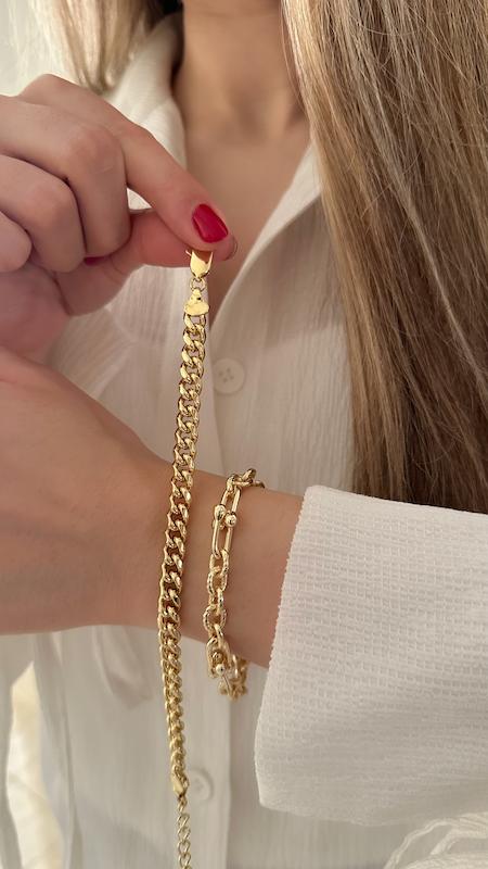 دستبند کارتیه ساده آبکاری 14k