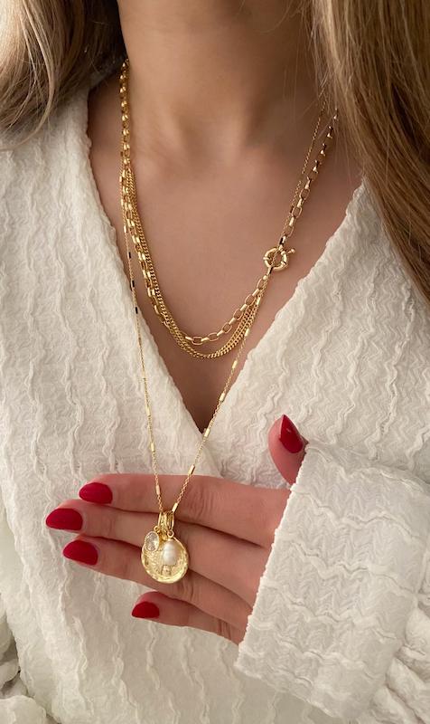گردنبند سکه و مروارید و نگین
