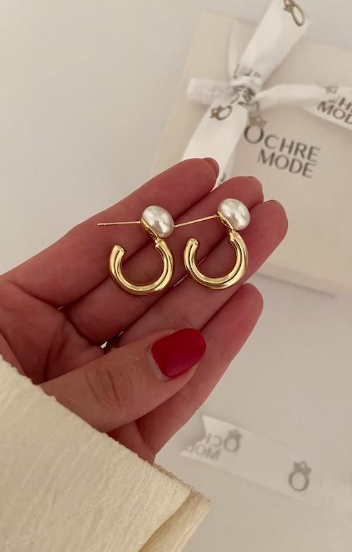 گوشواره حلقه مروارید تخت