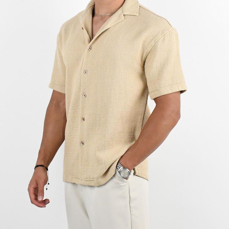 پیراهن آستین کوتاه پارچه بیسکوئیتی گرم بالا کد 100352