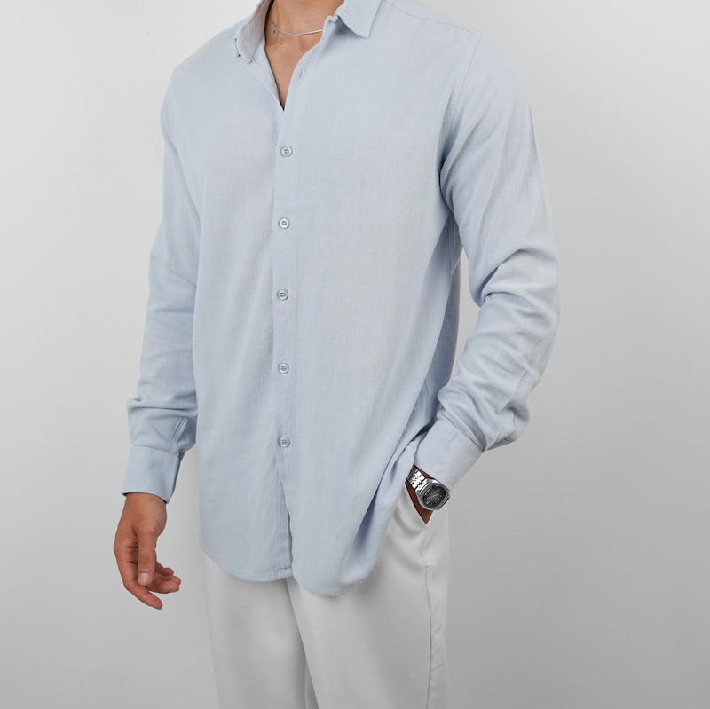 پیراهن آستین بلند بیسیک لینن کد 100518