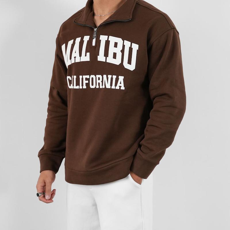 آستین بلند نیم زیپ دورس طرح دار کد 100552