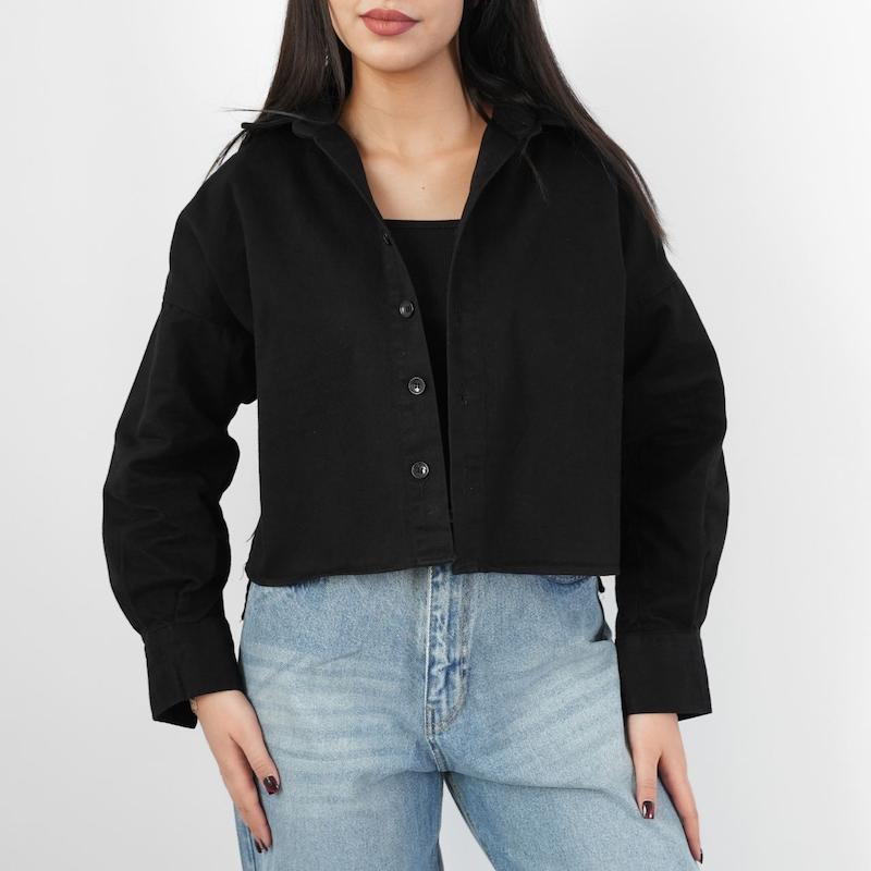 شومیز زنانه کراپ کتان باکسی کد 118