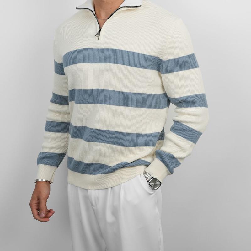 پولوشرت مردانه بافت یقه شکاری راه راه کد 100553