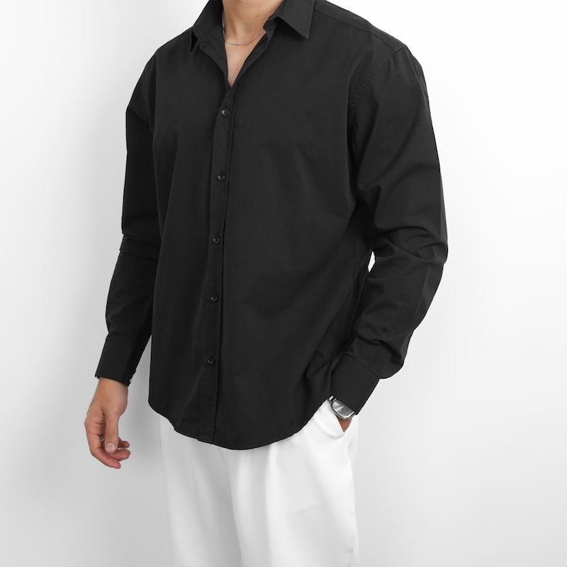 پیراهن مردانه استین بلند کتان نازک ساده کد 100555