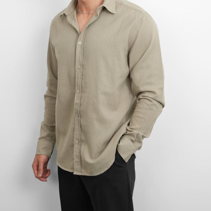 پیراهن مردانه کتان استین بلند ساده کد 90005