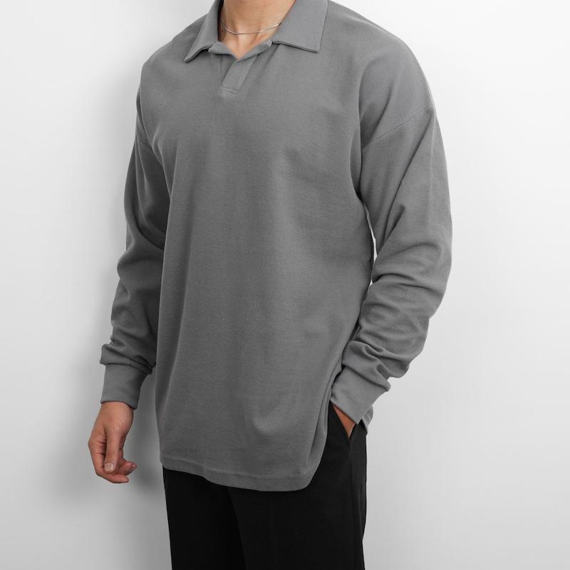 پولوشرت مردانه استین بلند یقه شکاری کد 90007