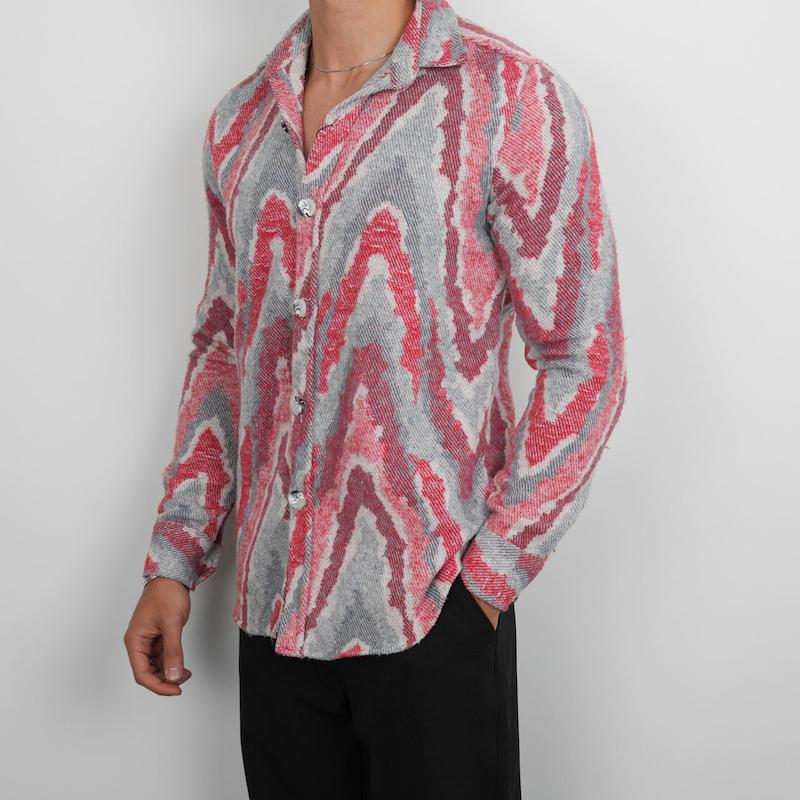 پیراهن مردانه استین بلند طرح دار کد 900025