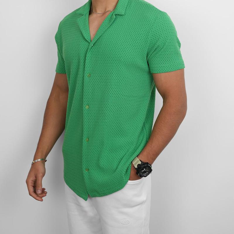 پیراهن مردانه استین کوتاه طرح دار کد 900034