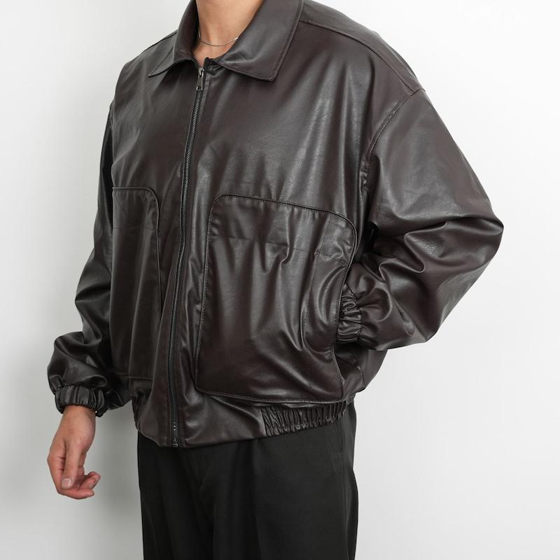 کاپشن مردانه چرم باکسی کد 600019