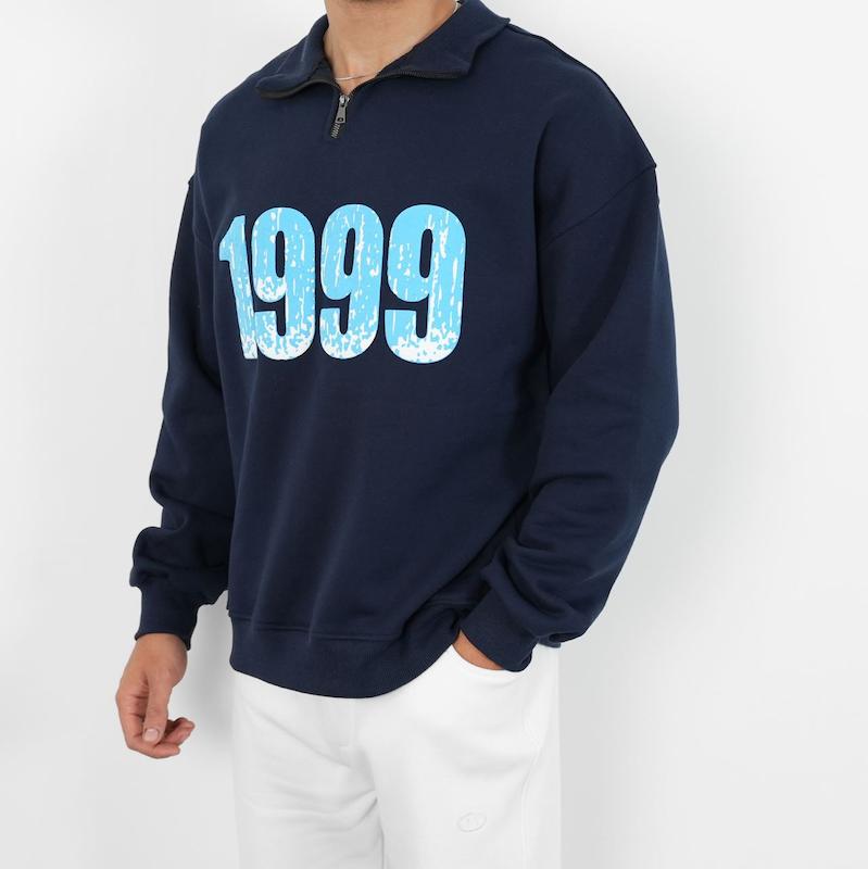 پولوشرت مردانه دورس نیم زیپ اورسایز کد 100572