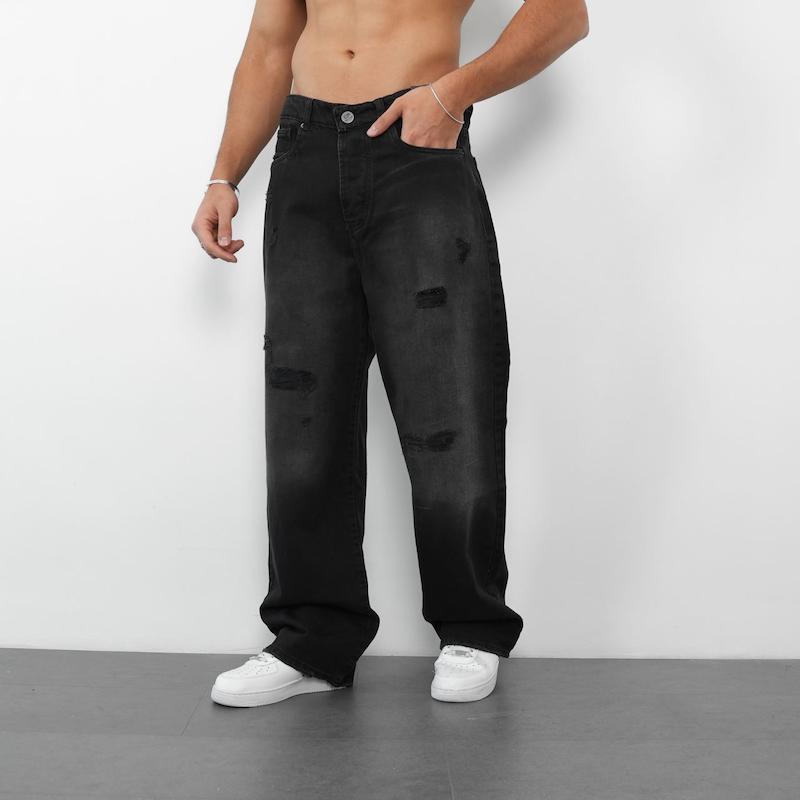 شلوار مردانه جین بگ  زاپدار کد 200211