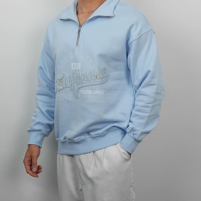 پولوشرت مردانه دورس رگولار فیت گلدوزی نیم زیپ کد 100609