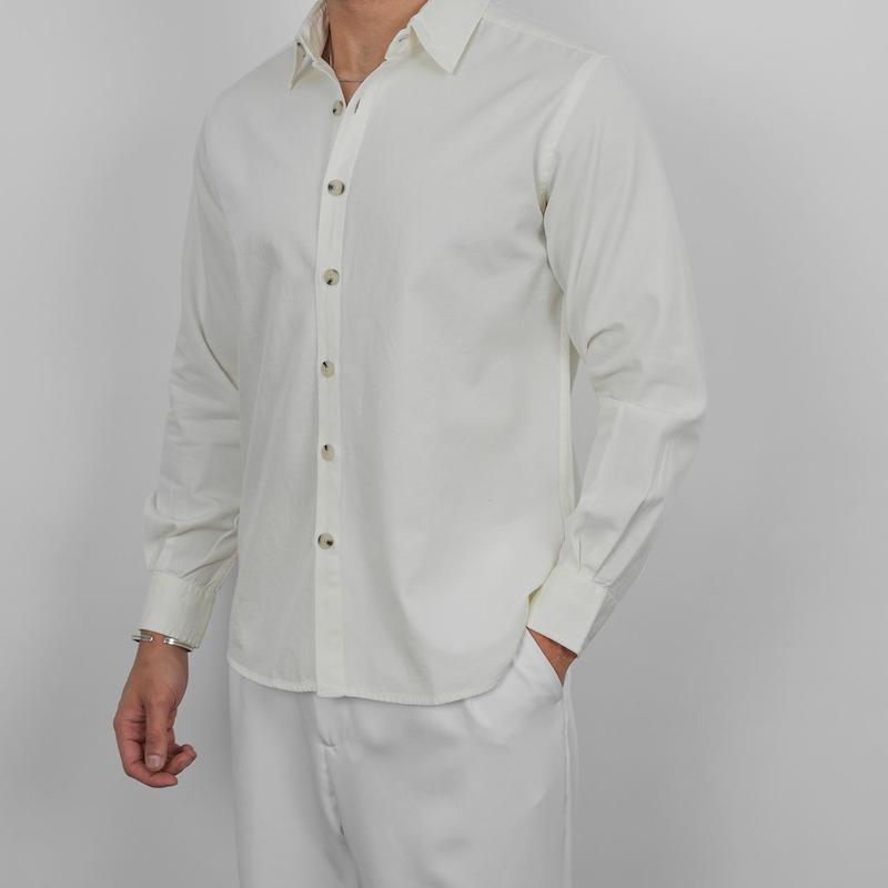 پیراهن مردانه کتان آستین بلند ساده کد 100612