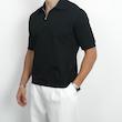 پولوشرت مردانه پنبه رگولار فیت ساده نیم زیپ کد 100625