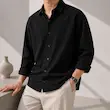 پیراهن مردانه کنفی باکسی استین بلند ساده کد 100782