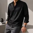 پیراهن مردانه ساتن  کجراه رگولار فیت ساده کد 100791