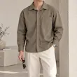 پیراهن مردانه استین بلند ساده کتان کد 100557