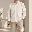 پیراهن مردانه استین بلند ساده کتان کد 100557